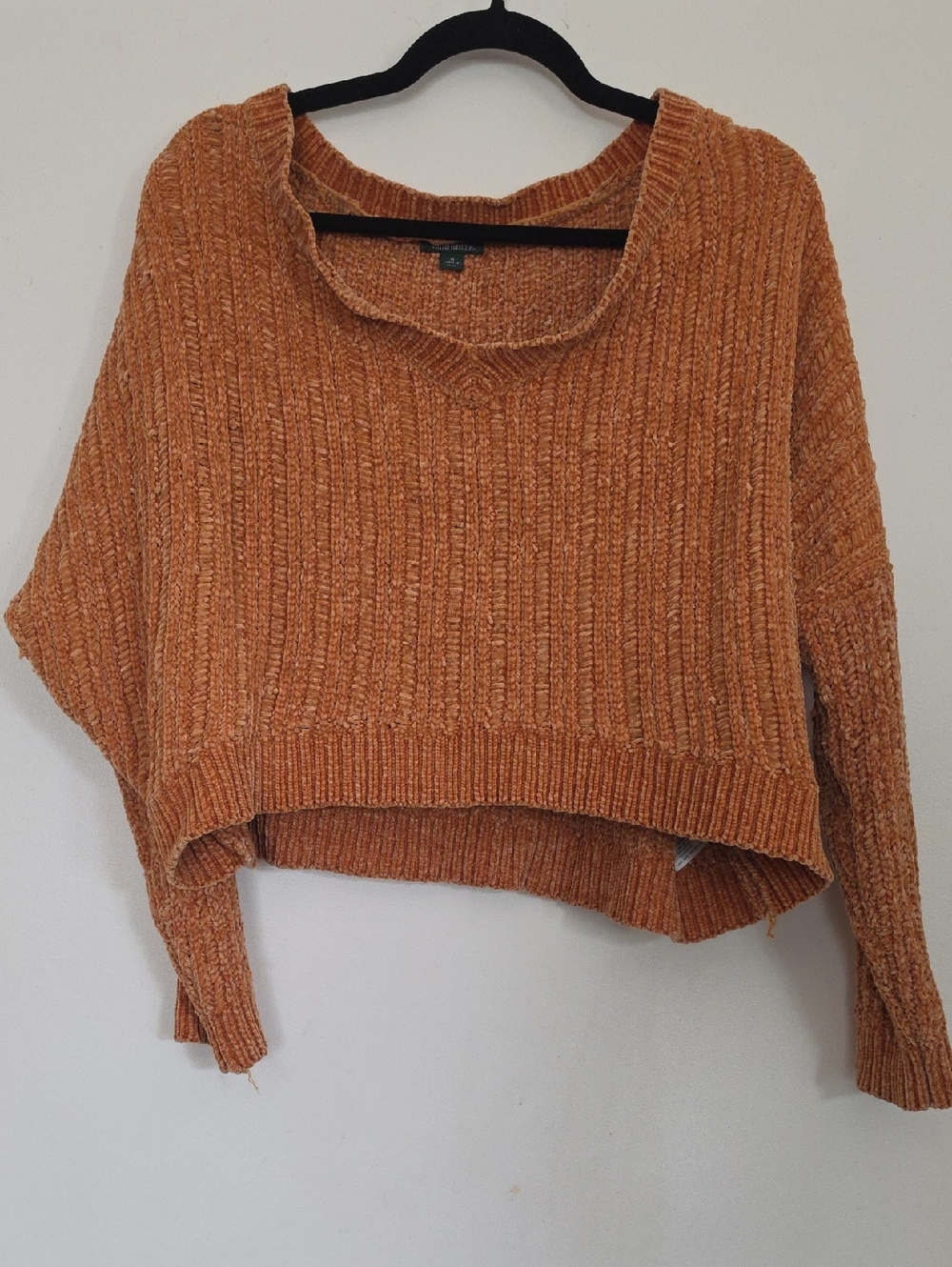 wild fable Rust Orange Ribbed Cropped Scoop Sweater